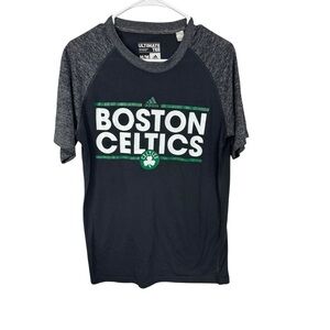 Adidas Boston Celtics Black Gray Raglan Tee Medium